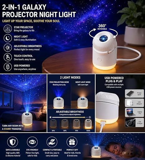 Mini Galaxy Star Projector Night Light