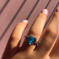 Aqua Heart-Cut Crystal Promise Ring For Women